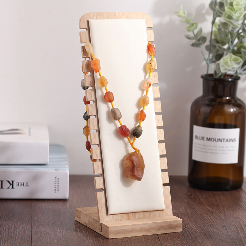 Bamboo Jewelry Organizer Necklace Display Stand Bracelets Pendant Storage Shelf