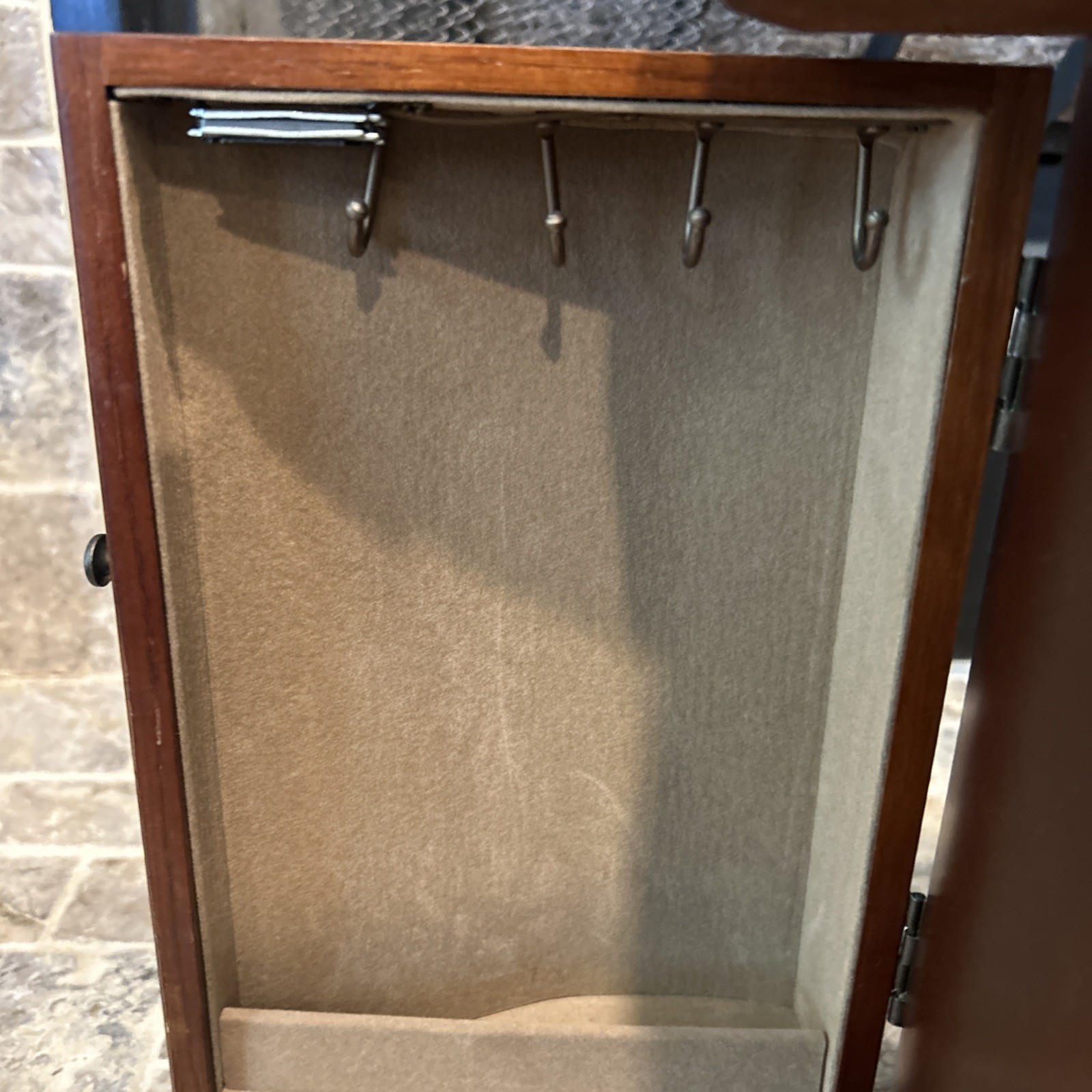Vintage Solid Wood Jewelry Cabinet – Table Top Armoire 14”x13”x7”