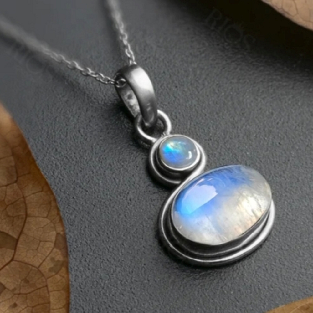 Natural Moonstone Gemstone 925 Sterling Silver Handmade Pandant Gift E-549