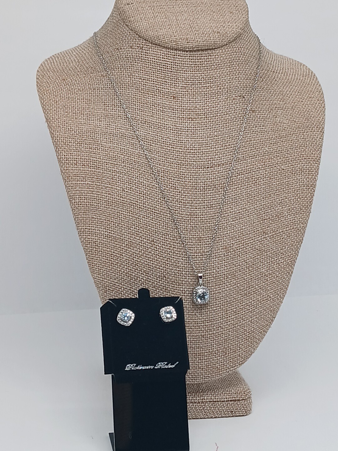 Gold Coast blue topaz earring necklace set platinum Plated 21 inches