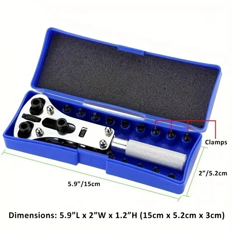 Watch Back Case Opener Battery Change Cover Remover Tool Screw Wrench Kit