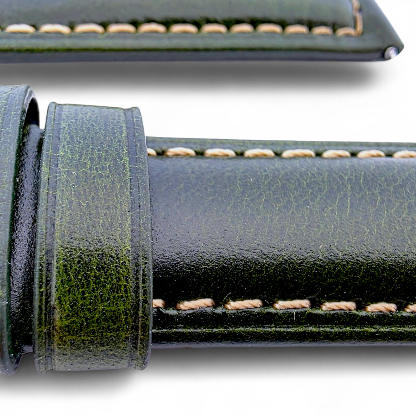 Vegetable Tanned Cracked Leather Watch Strap Band Top Grain Two Mens 20mm 22mm