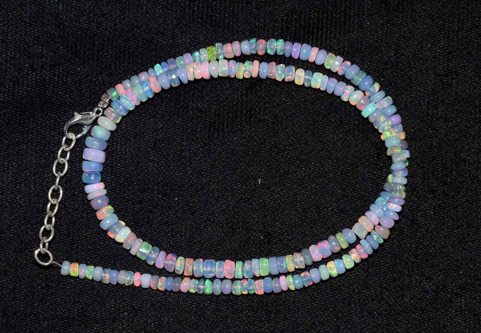 AAA+ Natural Ethiopian Opal Wello Fire Opal Gemstone Beads 16”Necklace 0351