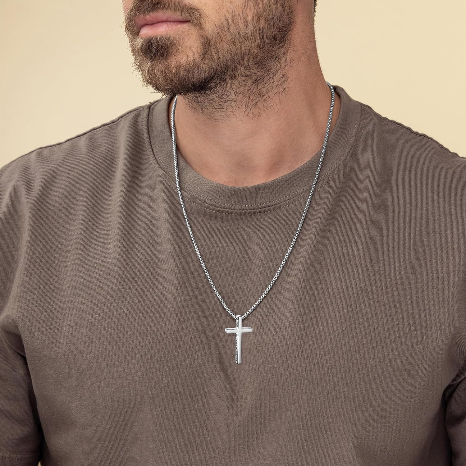 316L Stainless Steel Bible Verse Cross Necklace Religious Jewelry Gifts for Men