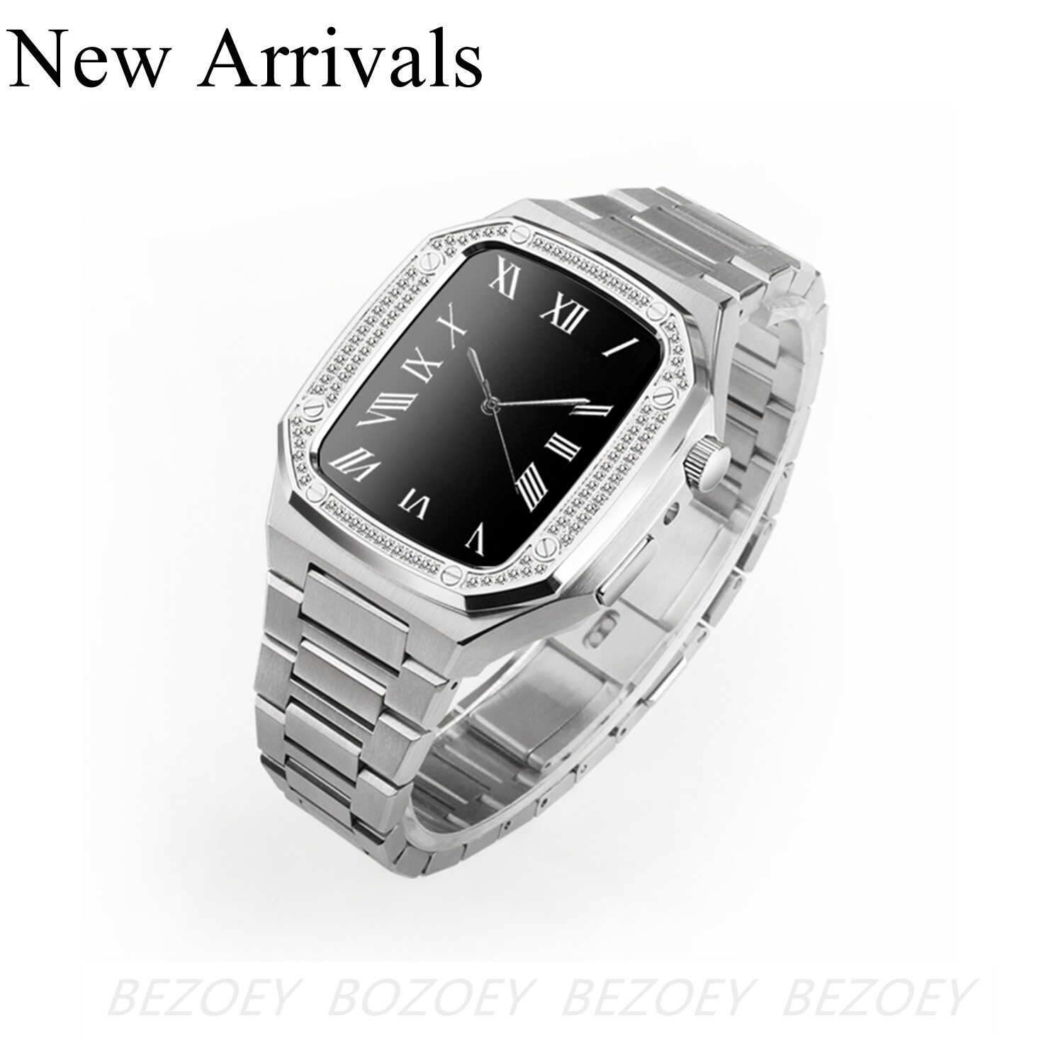 For Apple Watch Series 4/5/6/7 41/44/45mm Stainless Steel iWatch Band with Case