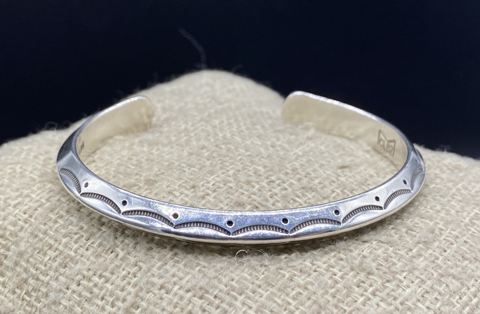 CLBZ, MITCHELL CALABAZA-Sterling Southwest Etched Cuff Bracelet-SANTO DOMINGO