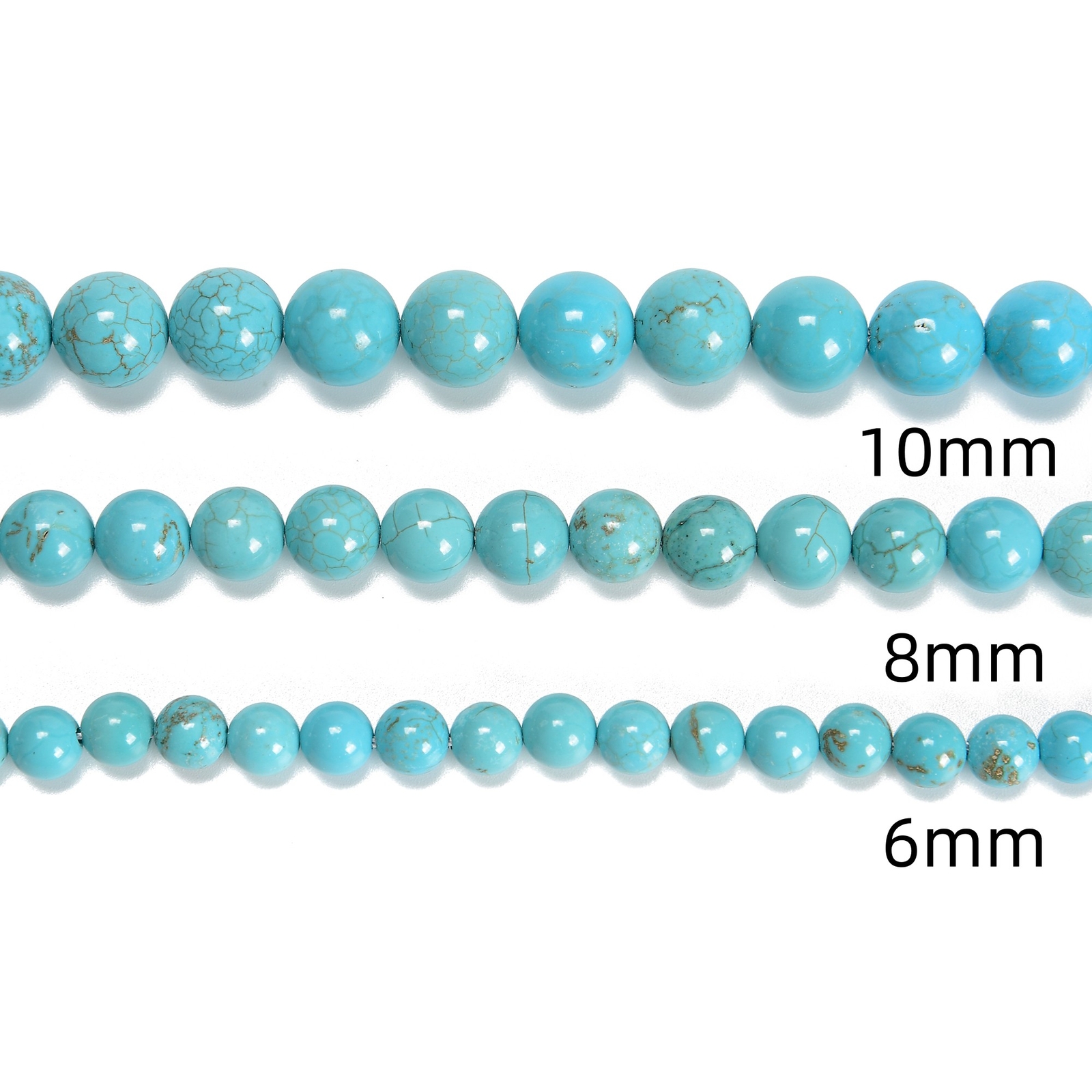 Blue Turquoise Smooth Round Beads 6mm 8mm 10mm 12mm 15.5″ Strand