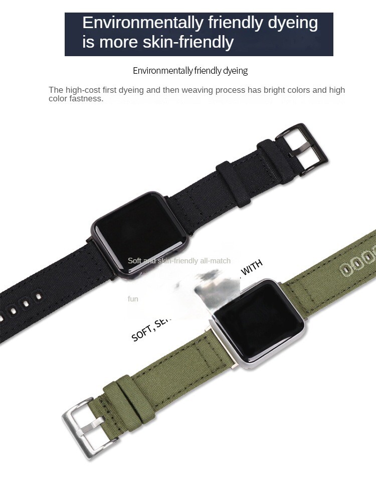 High quality cotton canvas sports watch strap for apple iwatch1234567 38 40 42mm
