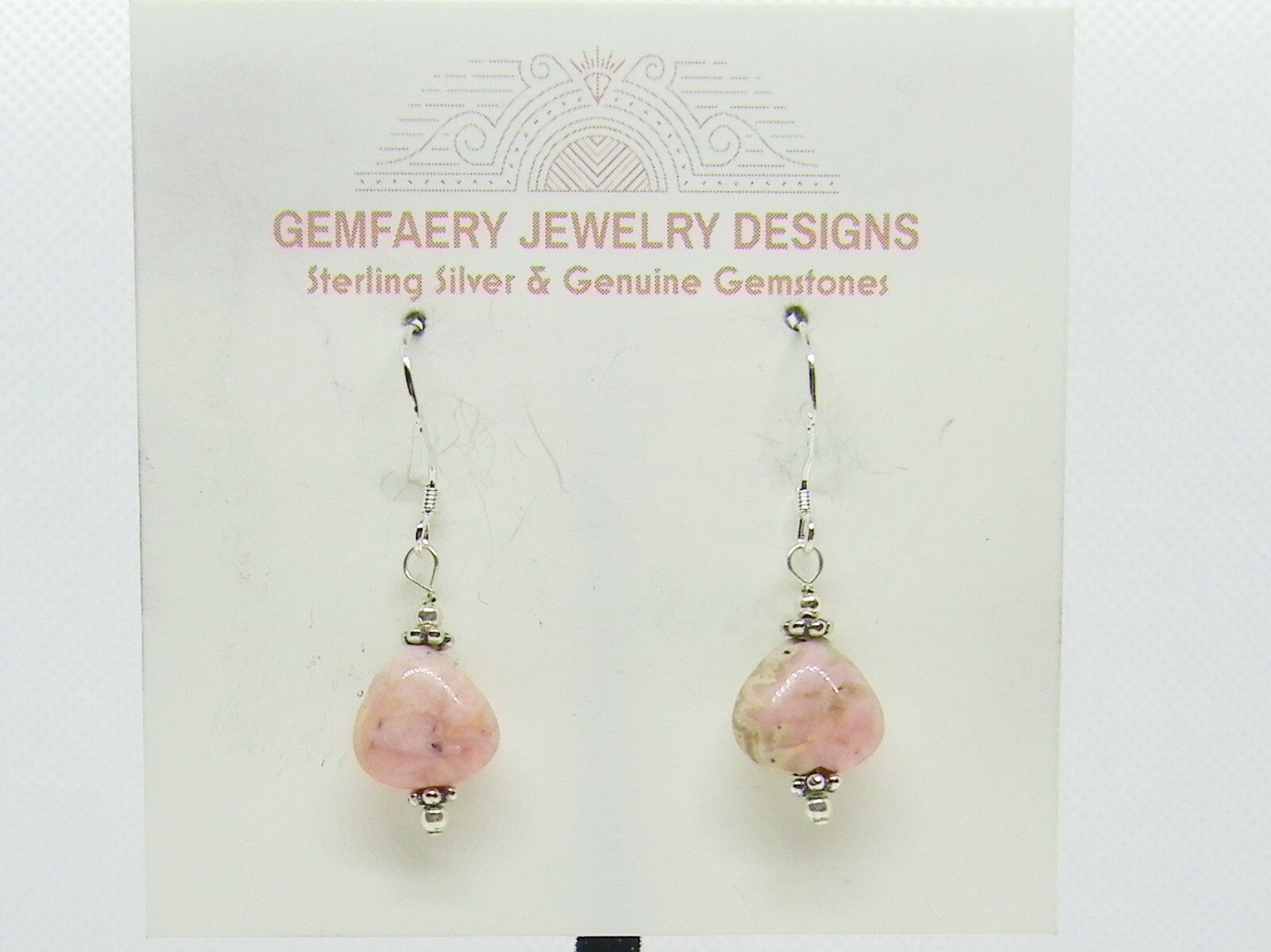 Sterling Silver RHODOCHROSITE Petite Dangle Earrings #5862…Handmade USA