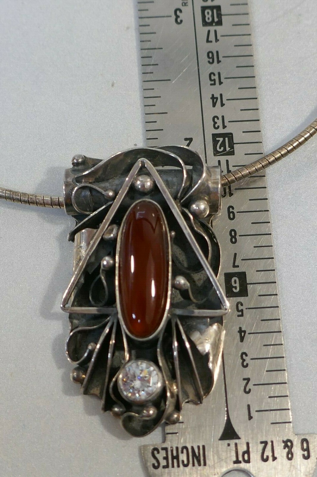 Vintage Studio Handmade Sterling Silver & Carnelian Choker Style Necklace