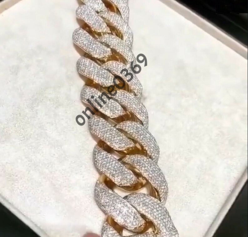Real Moissanite 30 x 8″ Miami Cuban Link Giant Bracelet Free Moissanite Stud