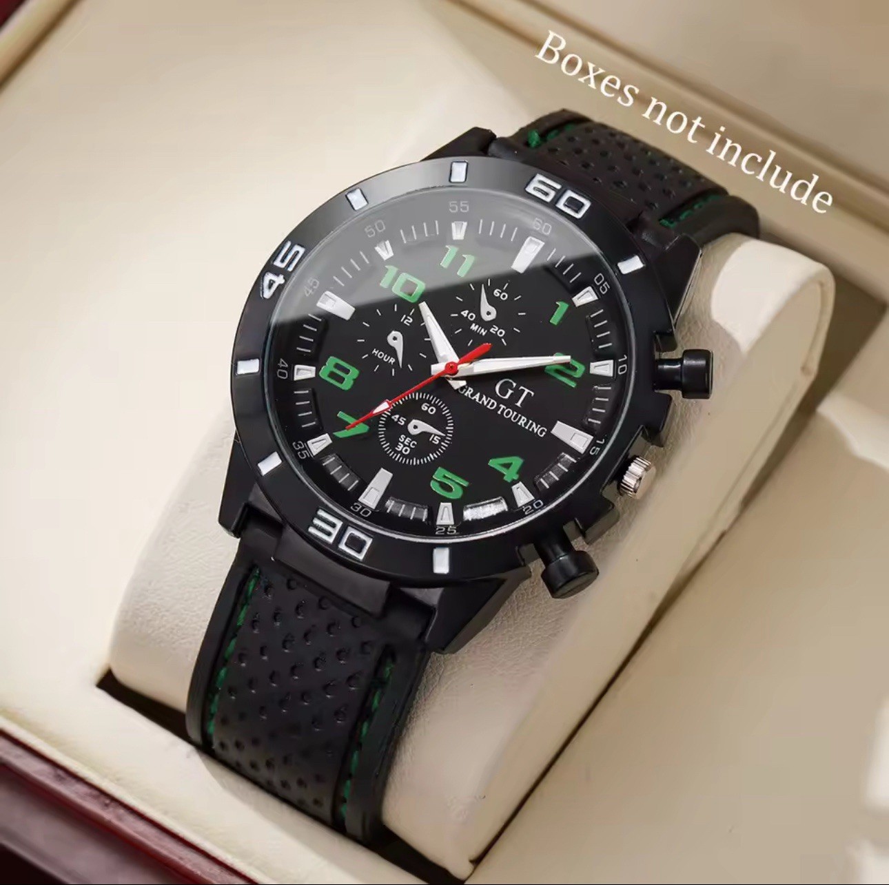 GT Grand Touring Men’s Quartz Chronograph Analog Watch Black Dial 44-47.9mm 3ATM