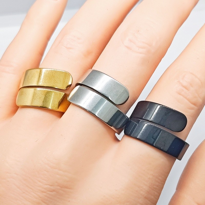 36 Pcs 6mm Open Cut Stainless Steel Rings Mixed Colors Unisex Stackable Jewelry