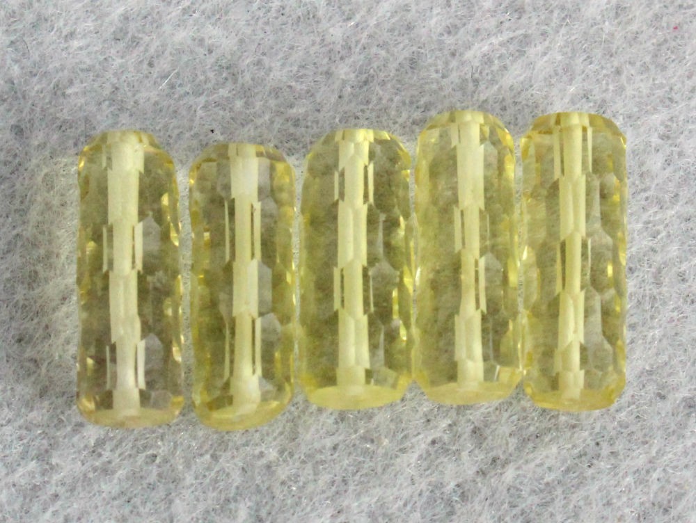 AAA Natural Lemon Quartz Faceted Tube Log Gemstone Beads