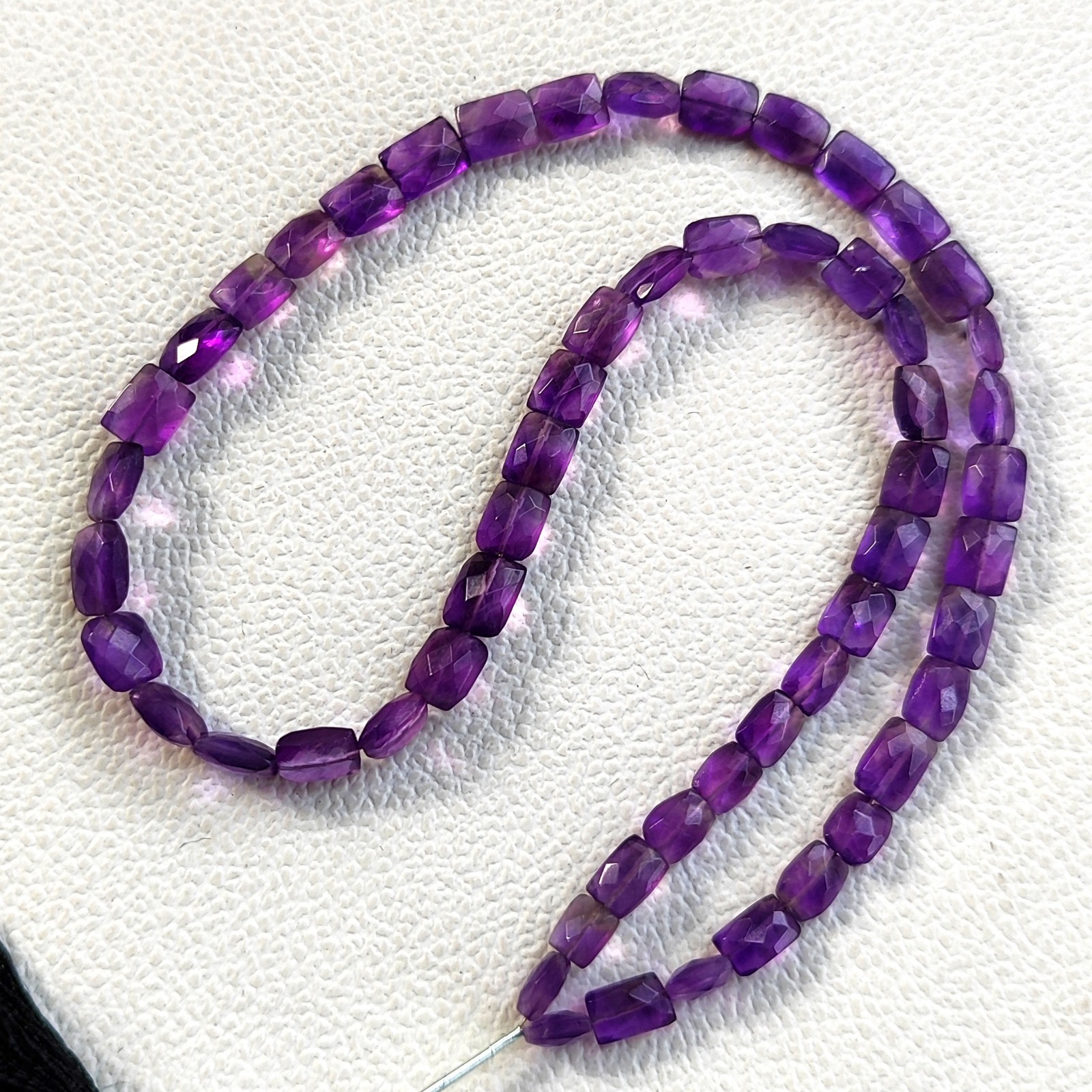 Natural Amethyst Baguette 6-8 mm Faceted Beads Strand 16″ Brazil Gems