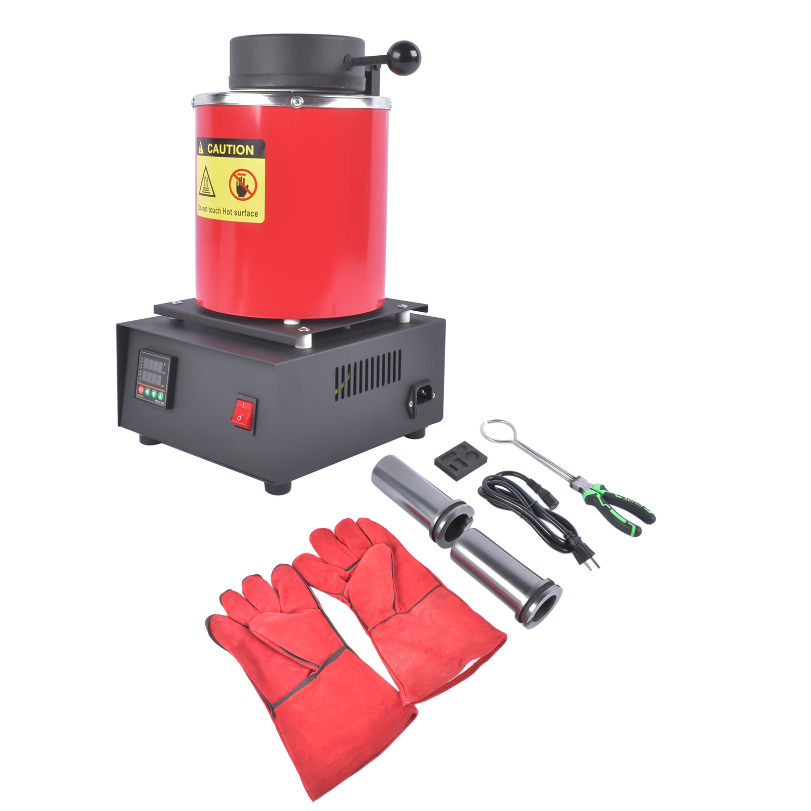 Gold Melting Furnace 1500W 1150°C/2102°F for Smelting Metal 110V 1KG 2KG 3KG Red