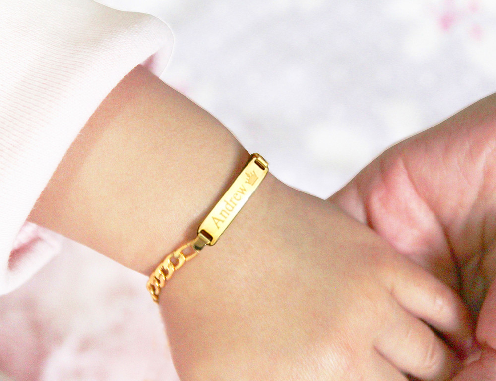 Baby bracelet 14k personalized baby bracelet Name plate Bracelet Gold Plate