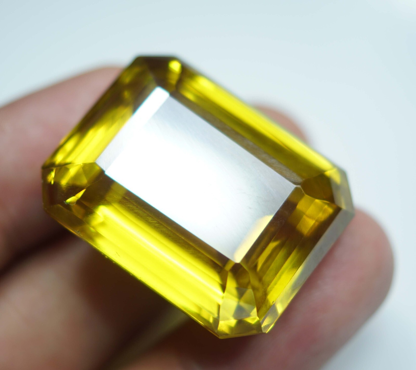 Certified 191.50 Ct Natural Emerald Cut Cambodian Yellow Zircon Loose Gemstone