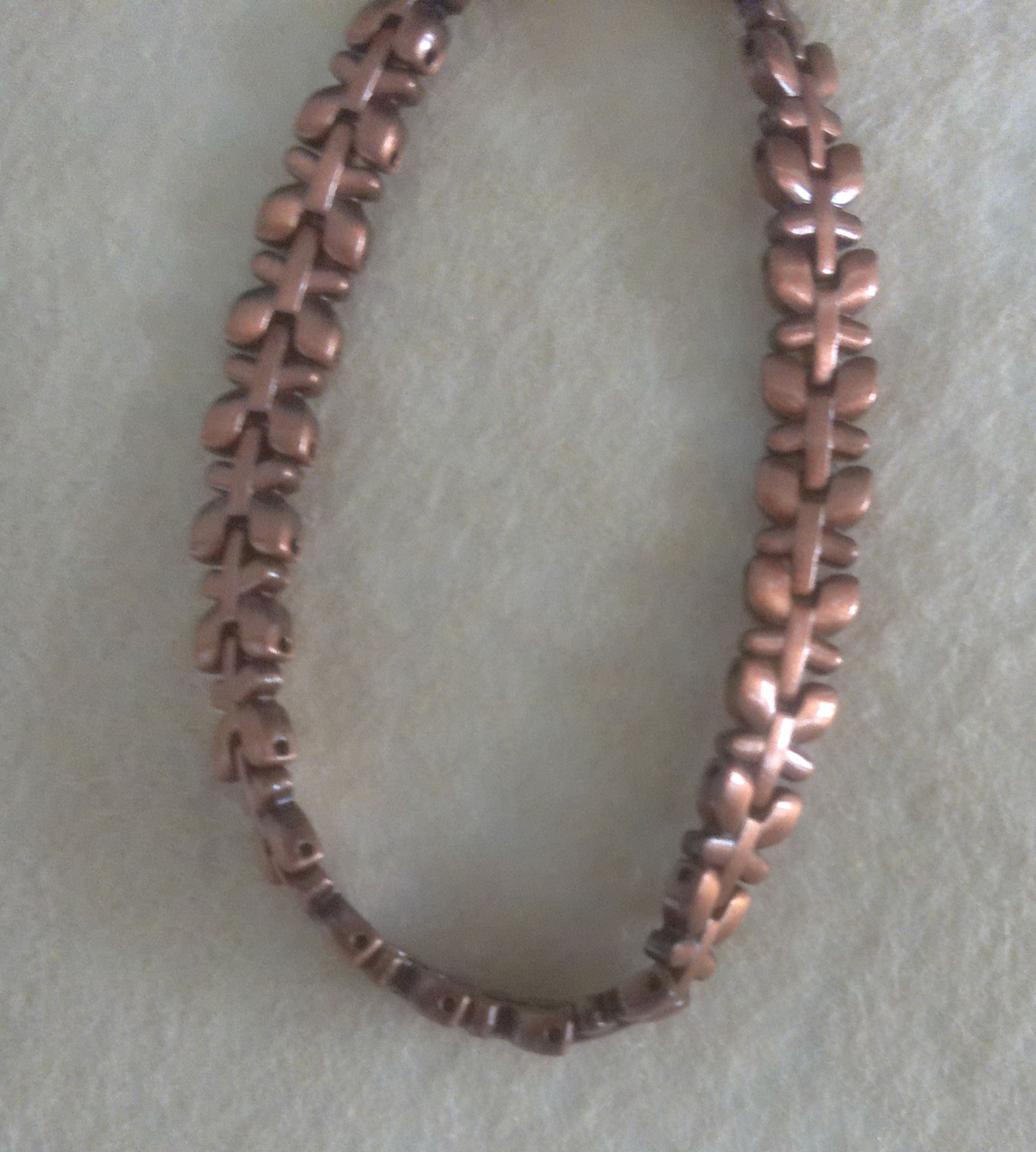 New Copper Toned Petal Link 8″ Bracelet with Fold Over Clasp All Occasions