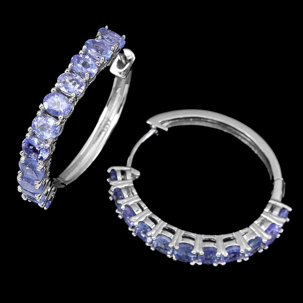 Valentine 925 Silver Earrings Oval Blue Tanzanite Natural Gemstone Jewelry