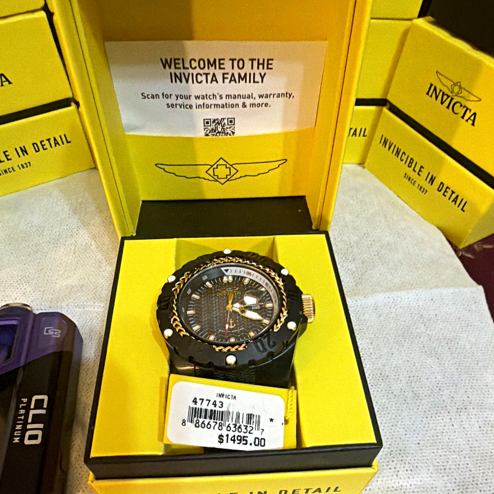 Invicta Ocean Voyage Men’s Quartz Black/Gold Date 100m 52mm+ w/Box Manual