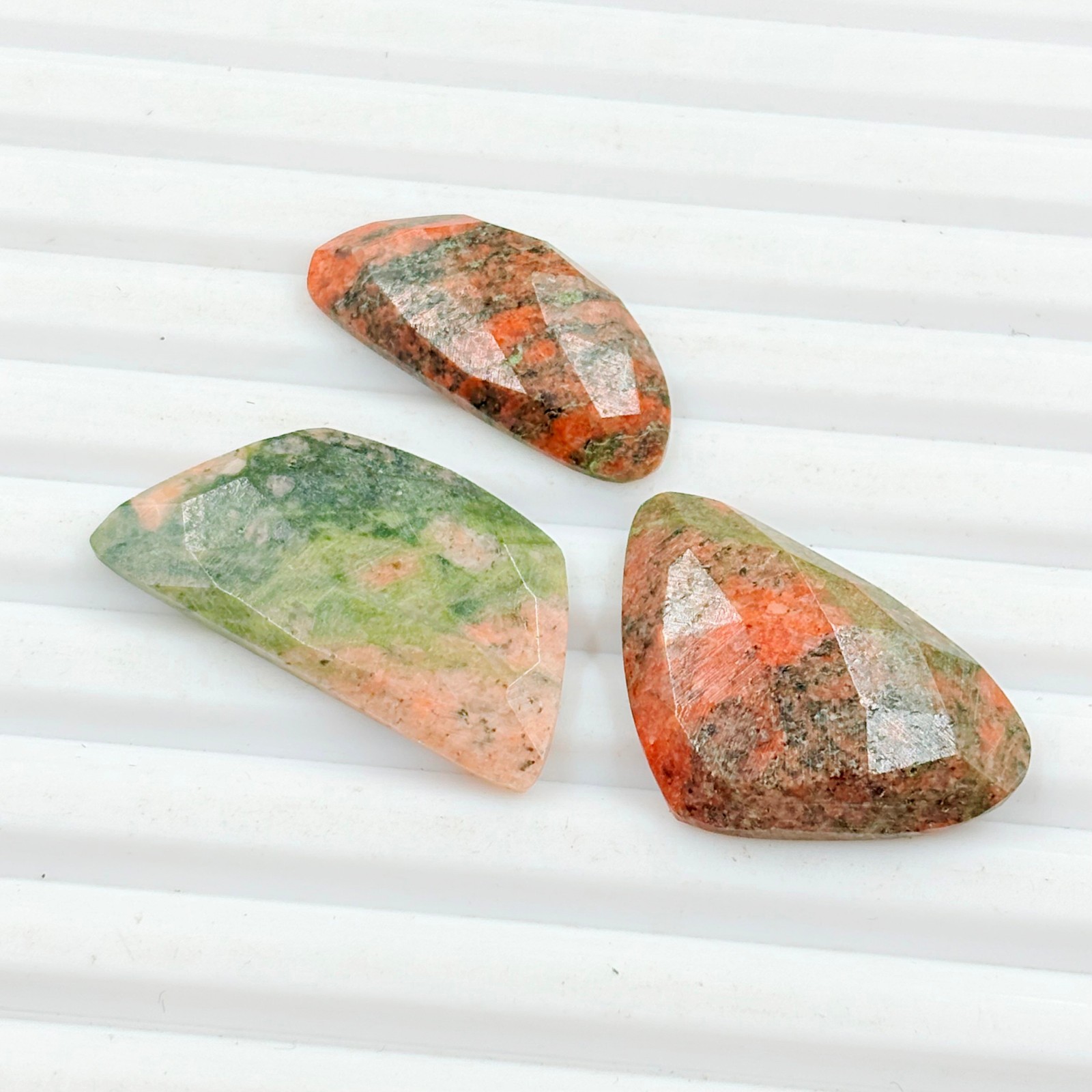 39 Carat Natural Faceted Unaite Jasper Loose Polished Gemstone – H-
