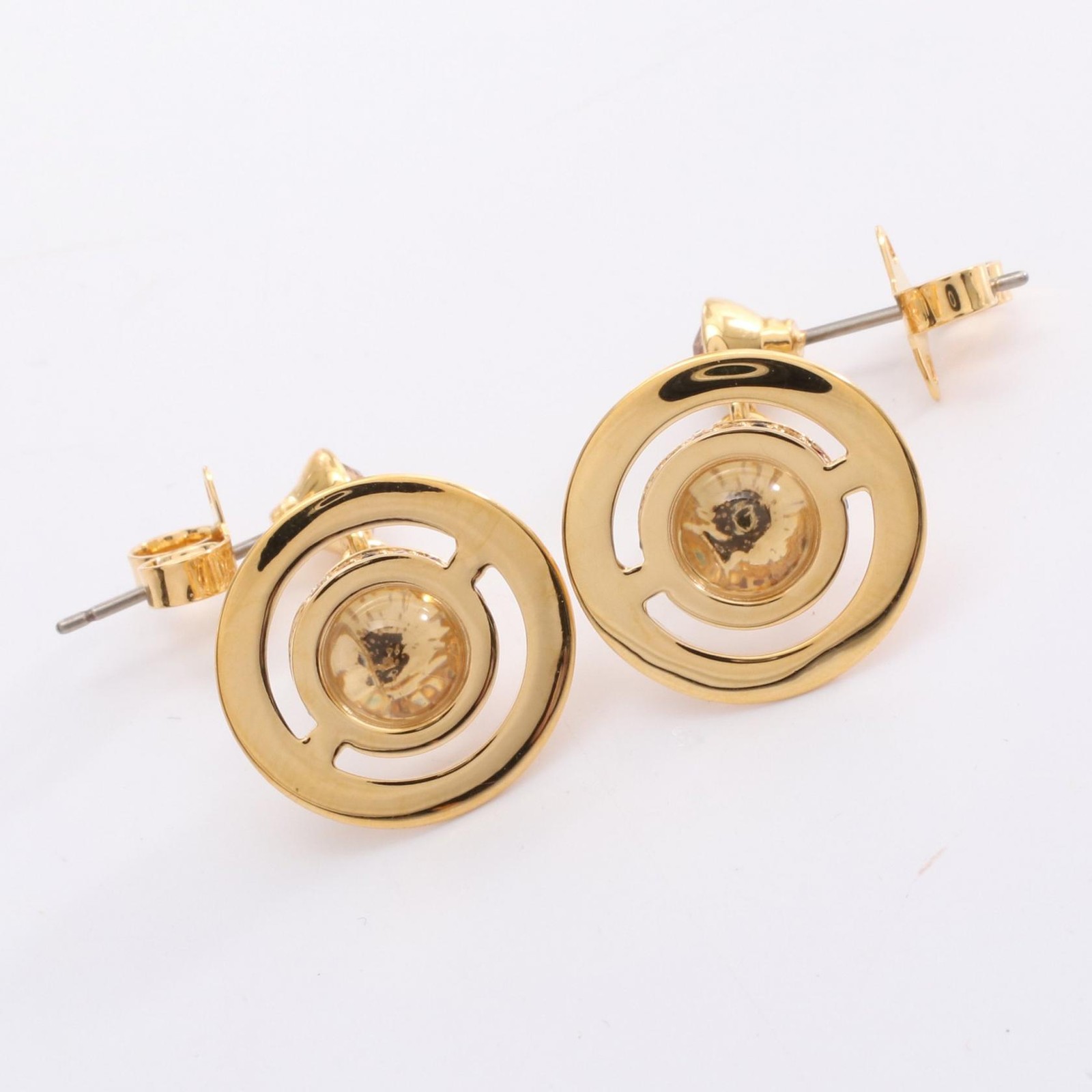Vivienne Westwood NEW PETITE Orb Pierced Earrings Gold Plated Rhinestone NEW