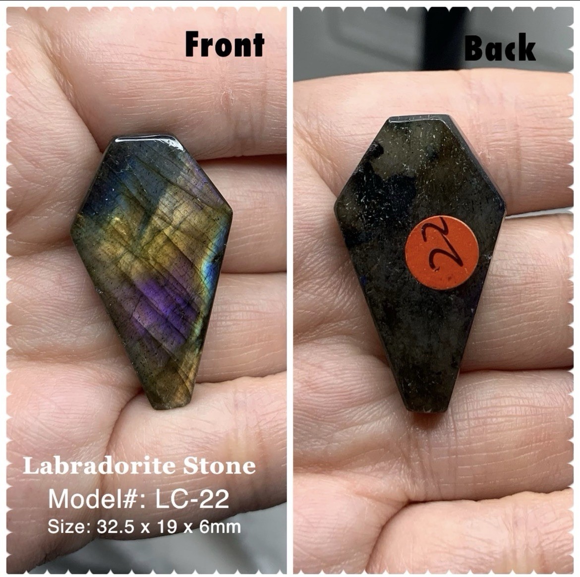Natural Labradorite Coffin Cabochon 32.5x19mm purple blue flash loose Gemstone