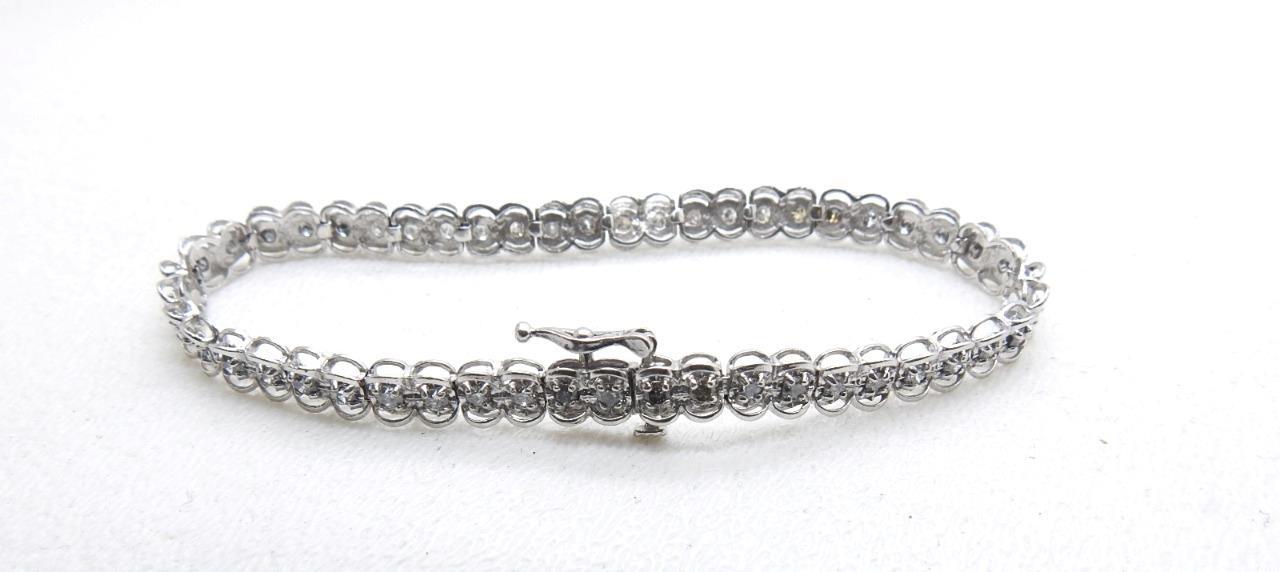 1.00 Carat Diamond Tennis Bracelet 10K White Gold 7″ inches long 6.5 Grams