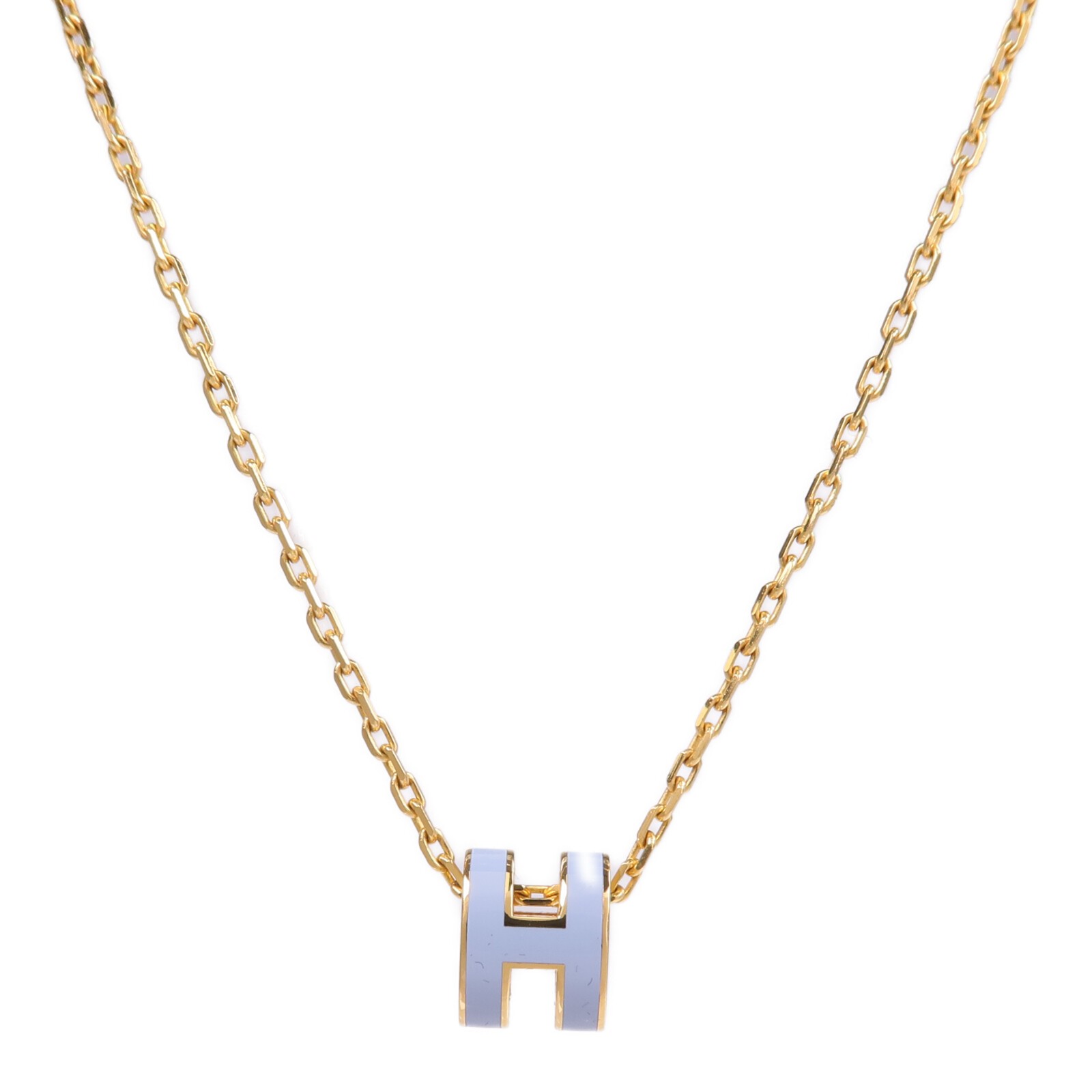 HERMES Mini Pop H Necklace Metal Blue/Gold