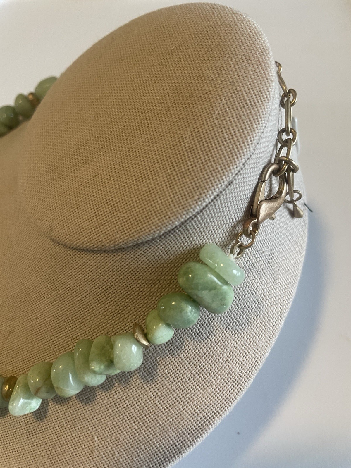 Amazonite Chip Bead Necklace Toggle Front Mint Green Stone 19” Chunky Boho