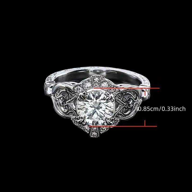 Elegant 925 Sterling Silver White Topaz Charms Wedding Engagement Ring Size 8