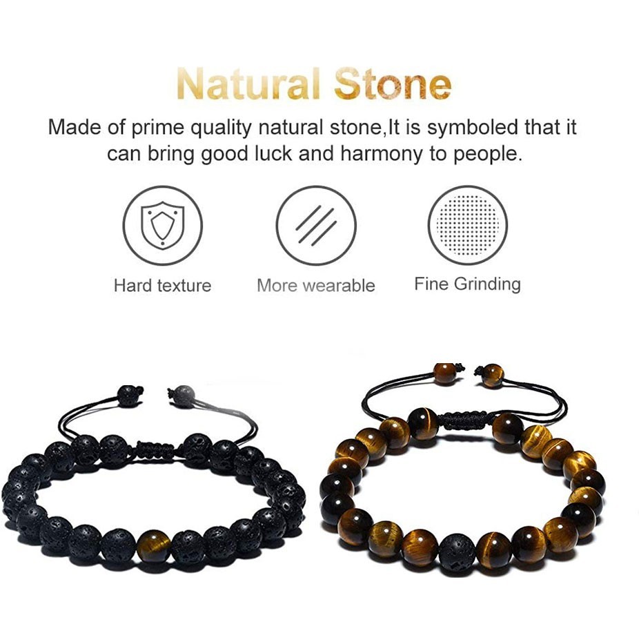 2 Pcs Triple Protection Bracelets for Men Adjustable Handmade Gift for Luck USA