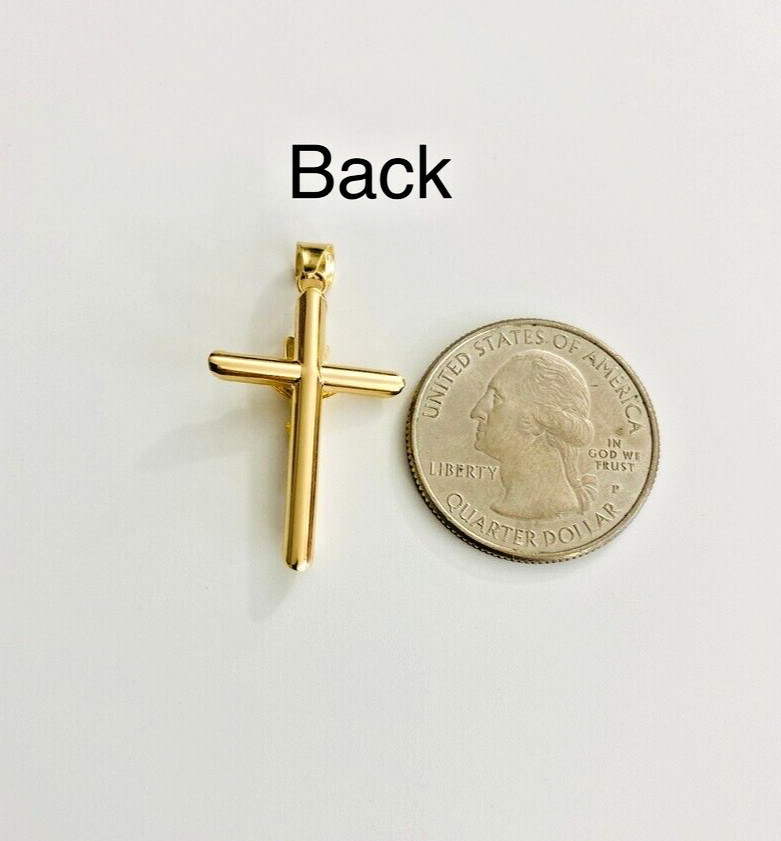 14K Solid Gold Cross 32mm / 1.25 in Pendant, 14k Gold Jesus Christ Pendant-PT840