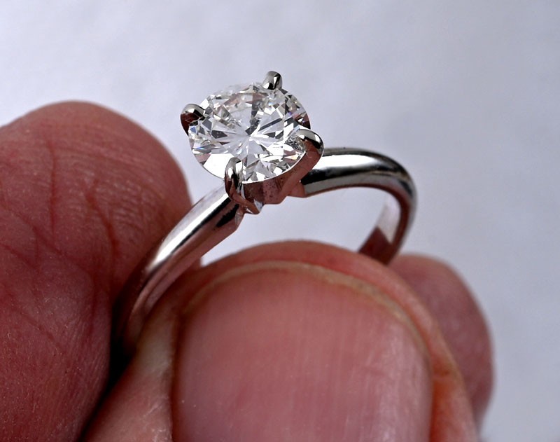 Brilliant cut natural diamond .90 ct 14K white gold engagement wedding ring