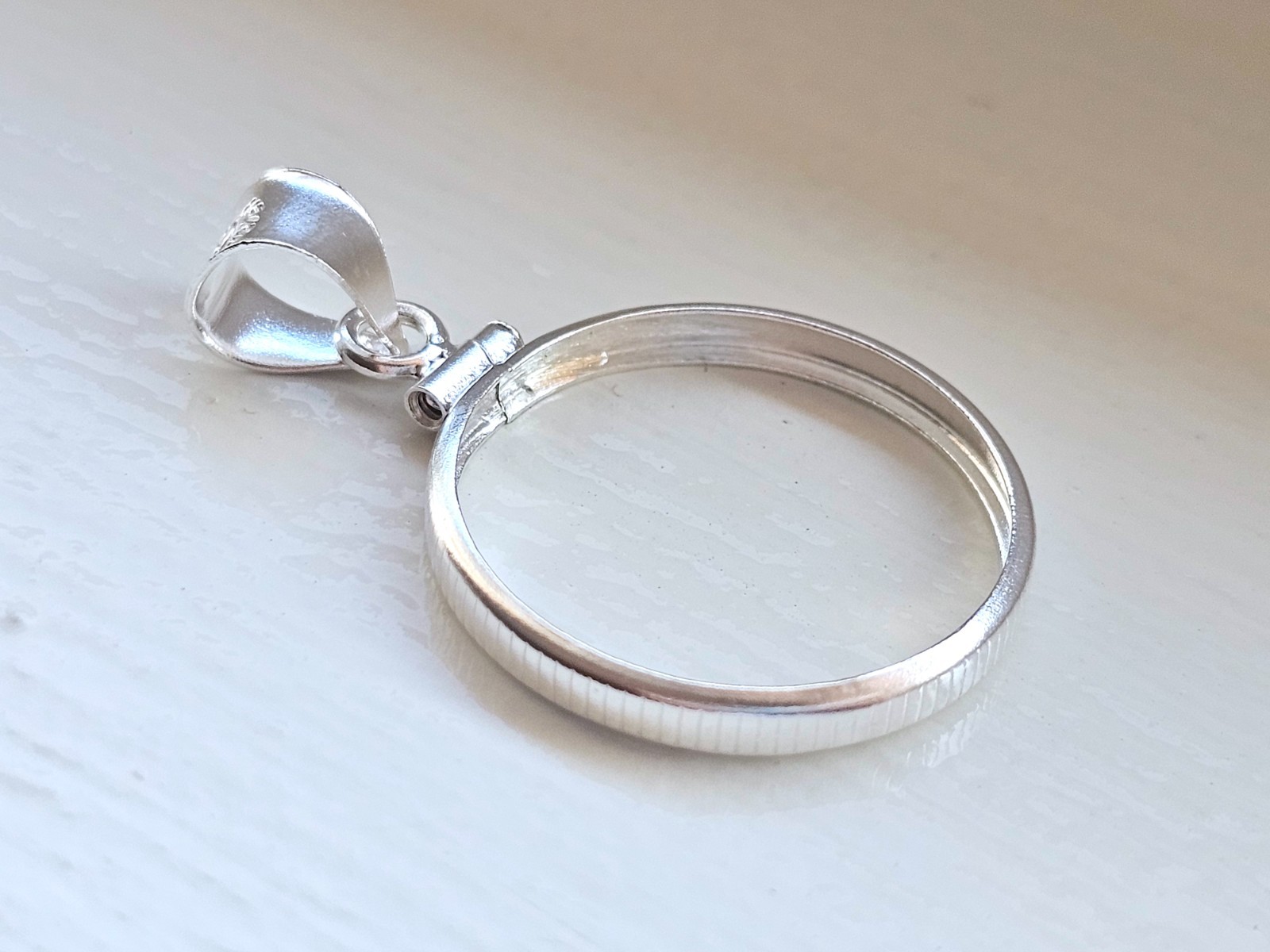 925 Sterling Silver Screw Top Simple Bezel for 21mm Nickel 5 Cent Coins