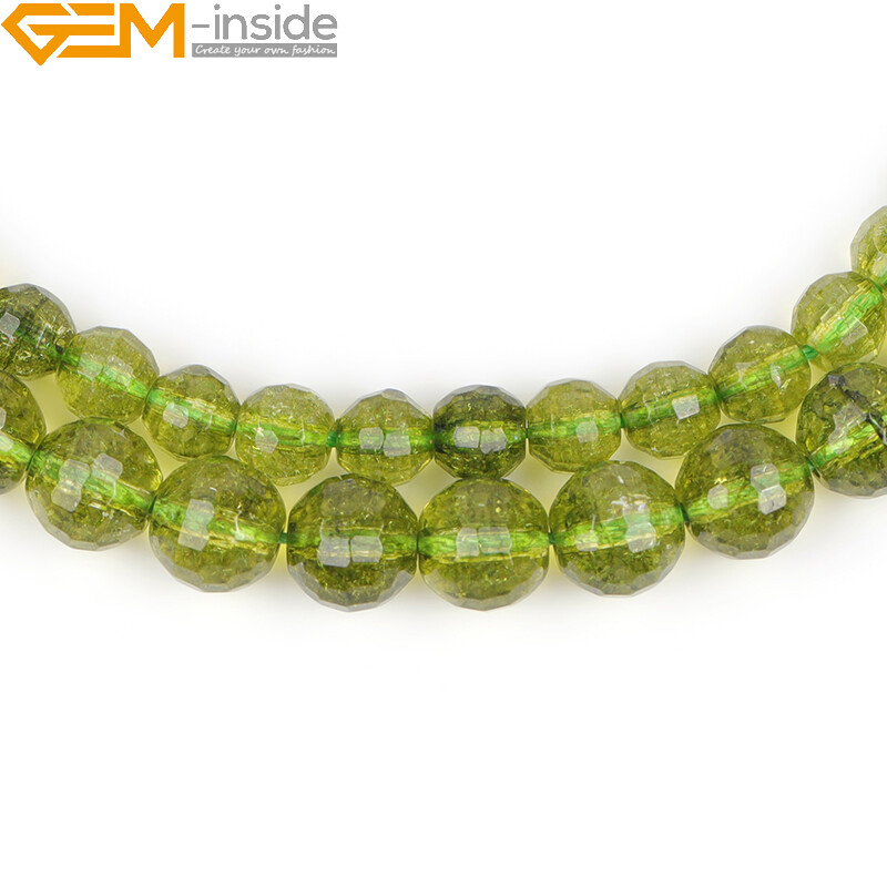 Faceted Gemstone Green Peridot Loose Beads For Jewelry Making Strand 15″In Lots