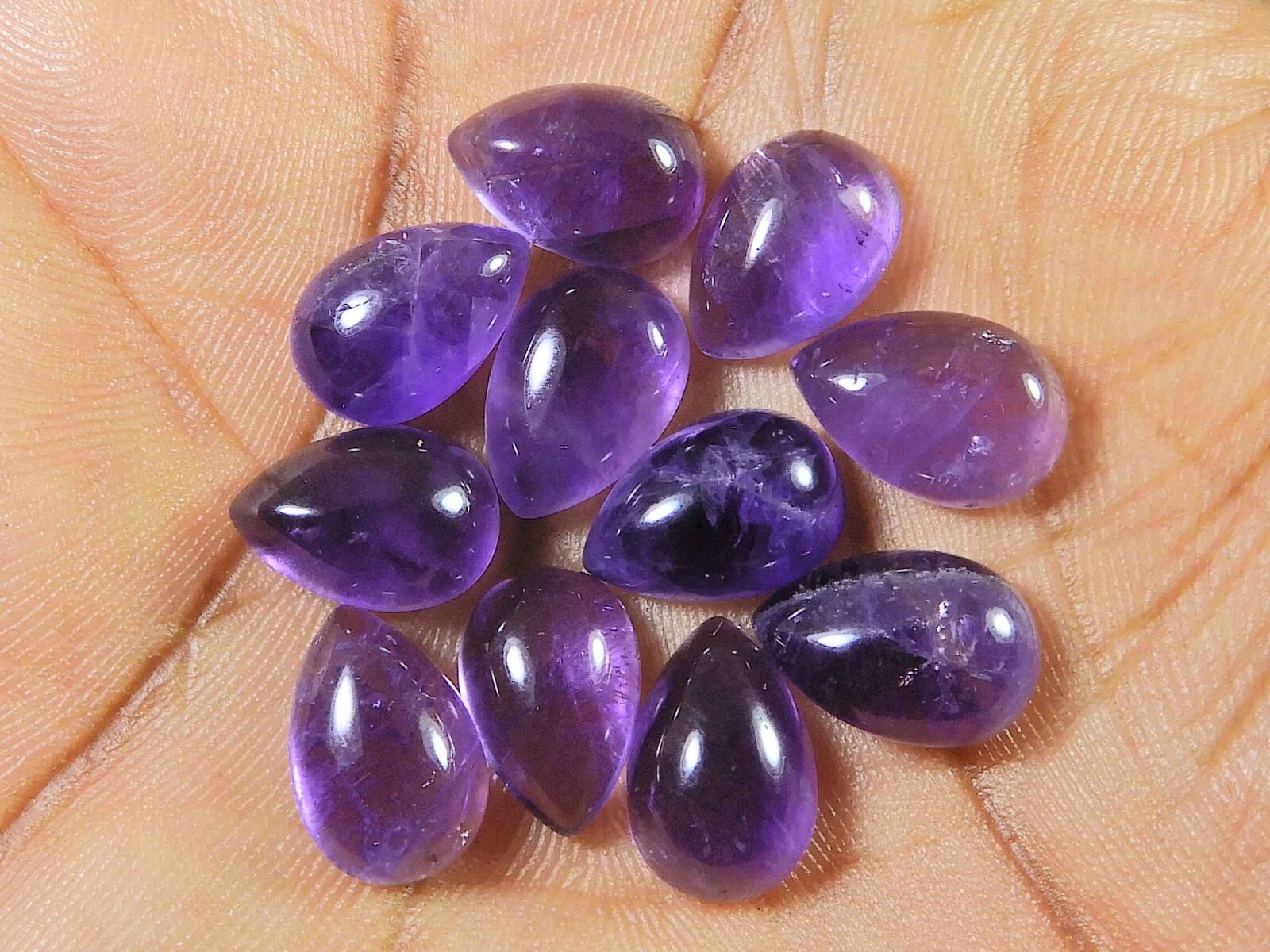6X4, 5X7, 6X8, 6X10 MM Natural Amethyst Pear Cabochon Loose Gemstone MM Size Lot