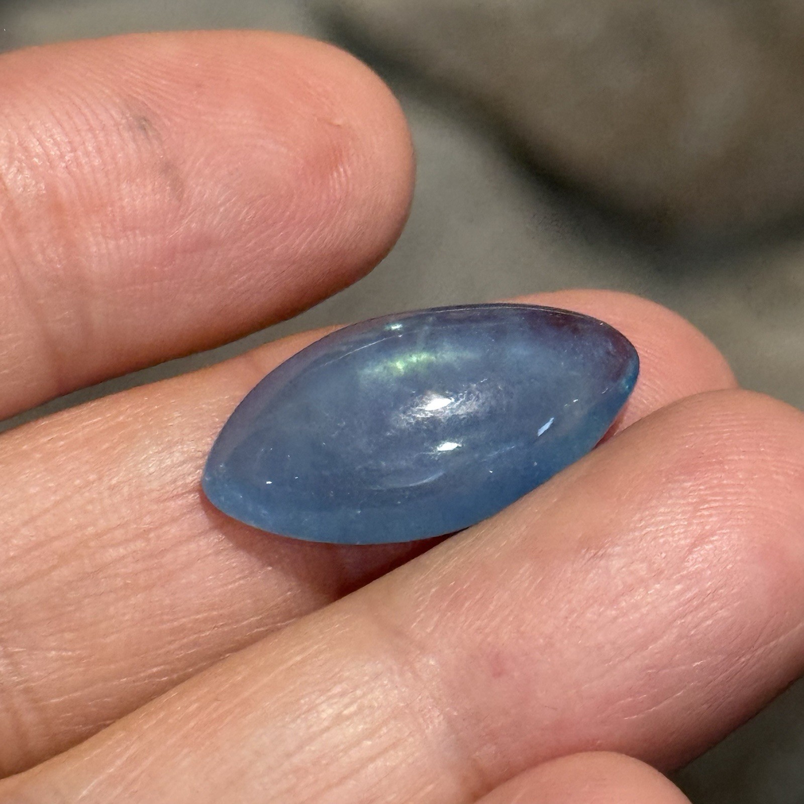9.6ct 22.6x12x5.4mm Blue Stabilized Aquamarine Smooth Marquis Cabochon Gem