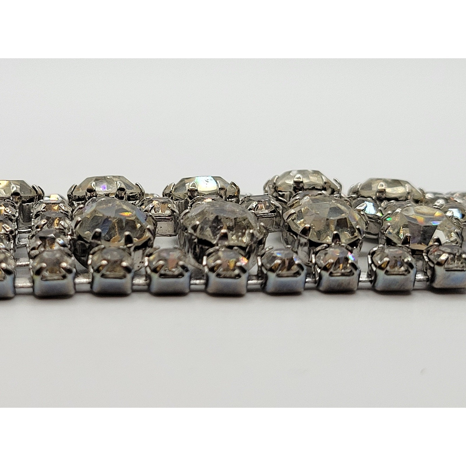 Vintage Weiss Rhinestone Wide Bracelet Rhodium Plated 1950s Mid-Century Glam