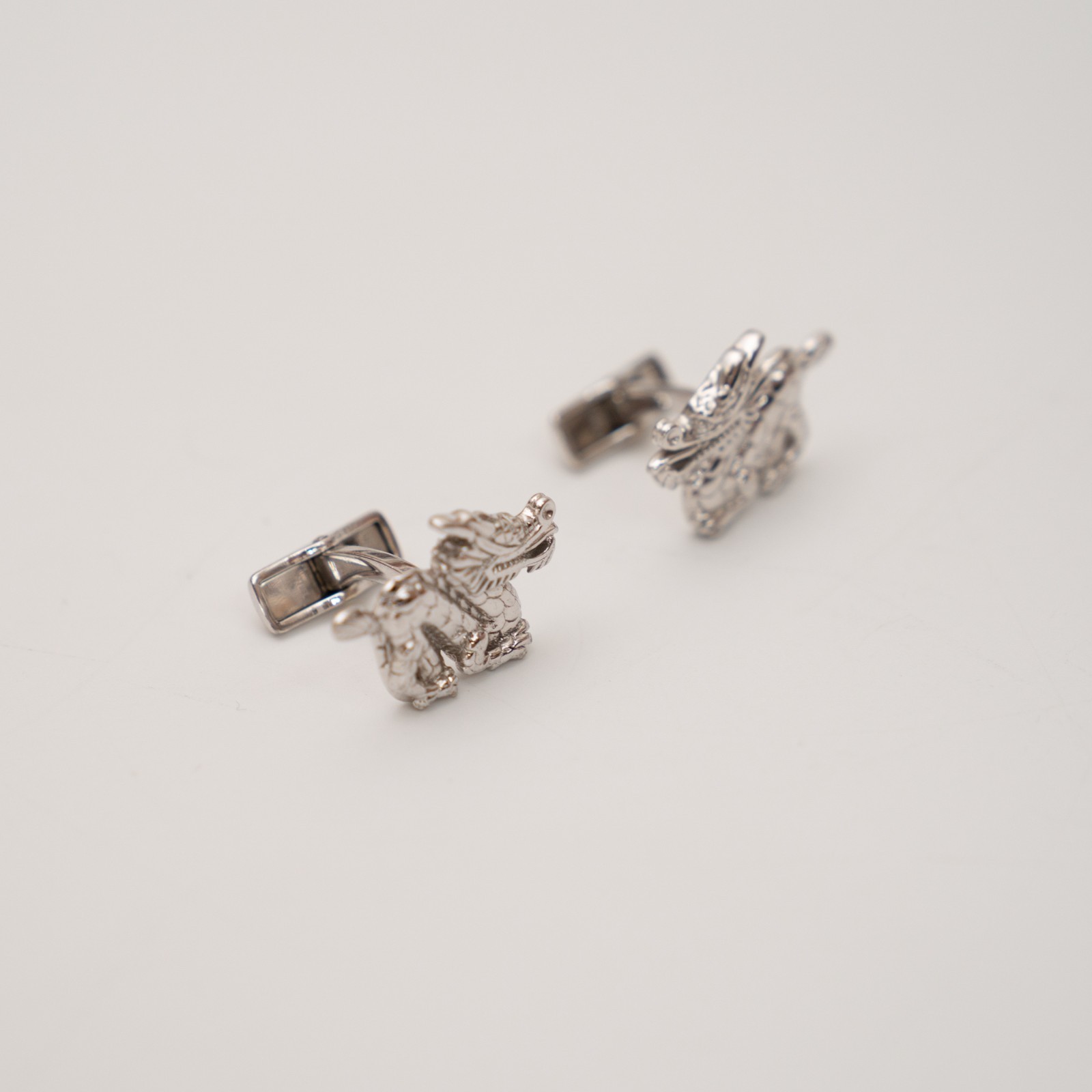 dunhill Cufflinks — Eastern Dragon Motif — Sterling Silver 925 — Hallmarked —