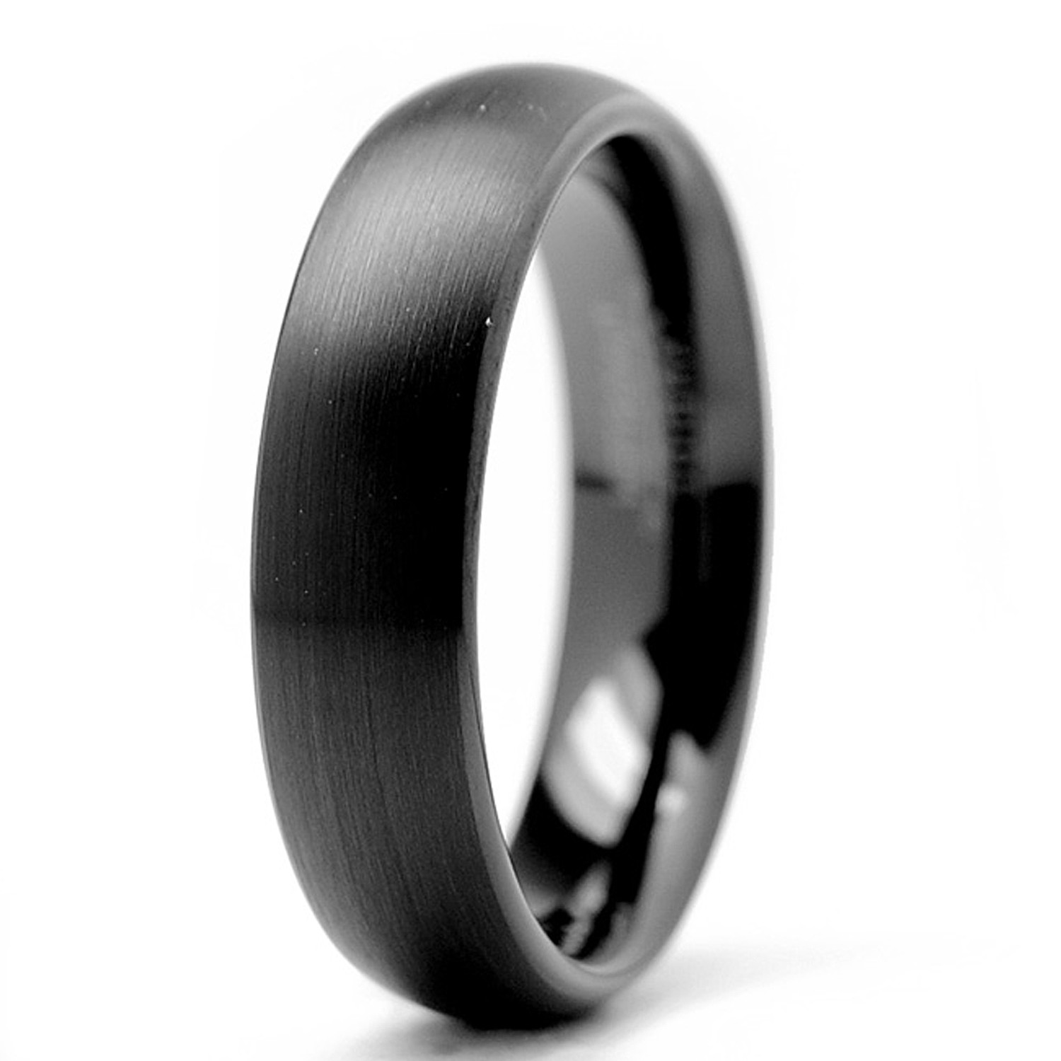 6MM Men’s Dome Black Tungsten Ring Wedding Band Jewelry Sizes 7 to 13