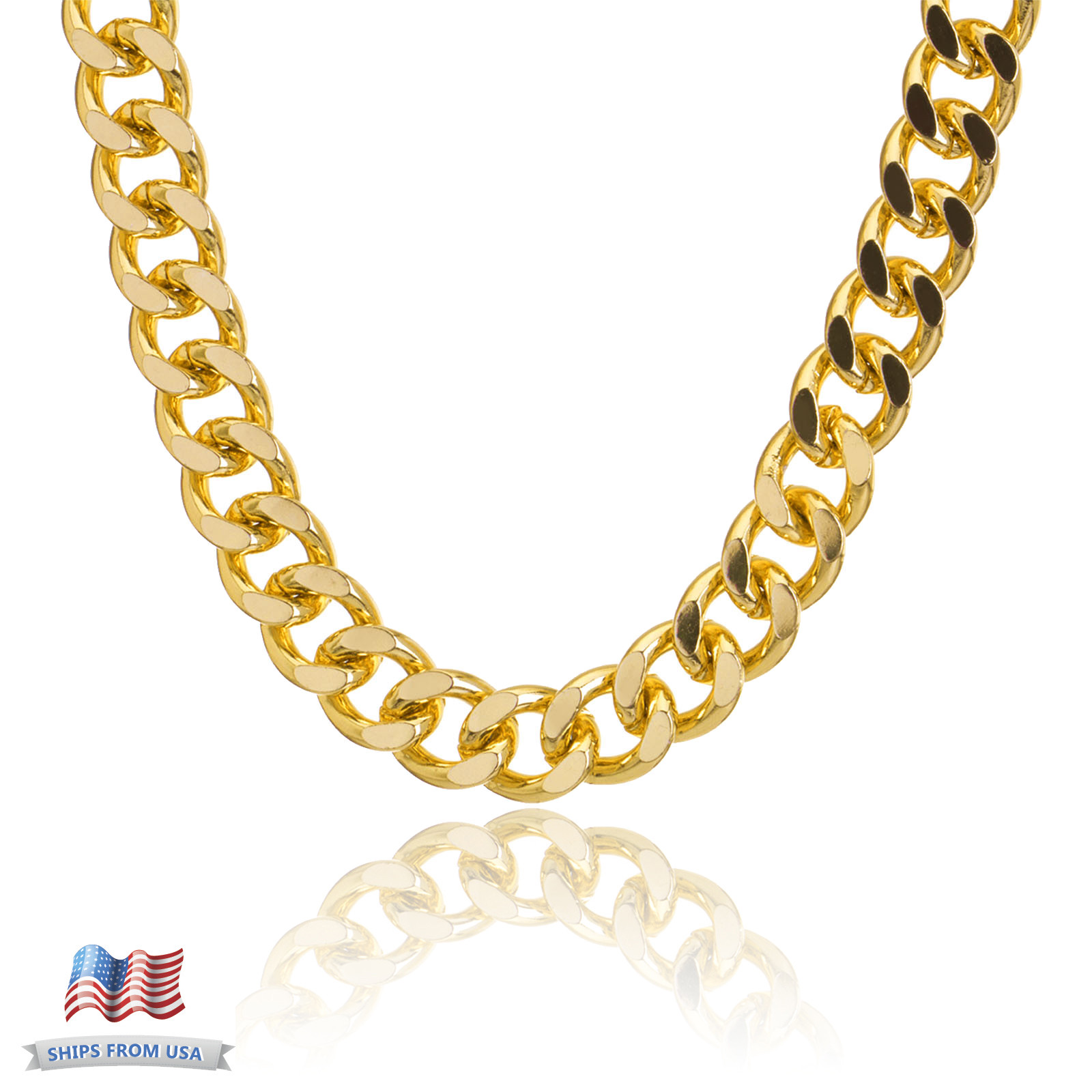 Men’s Gold Plated 18 mm Large Cuban Chain Necklace ALM005 18″ 20″ 24″ 30″ 36″