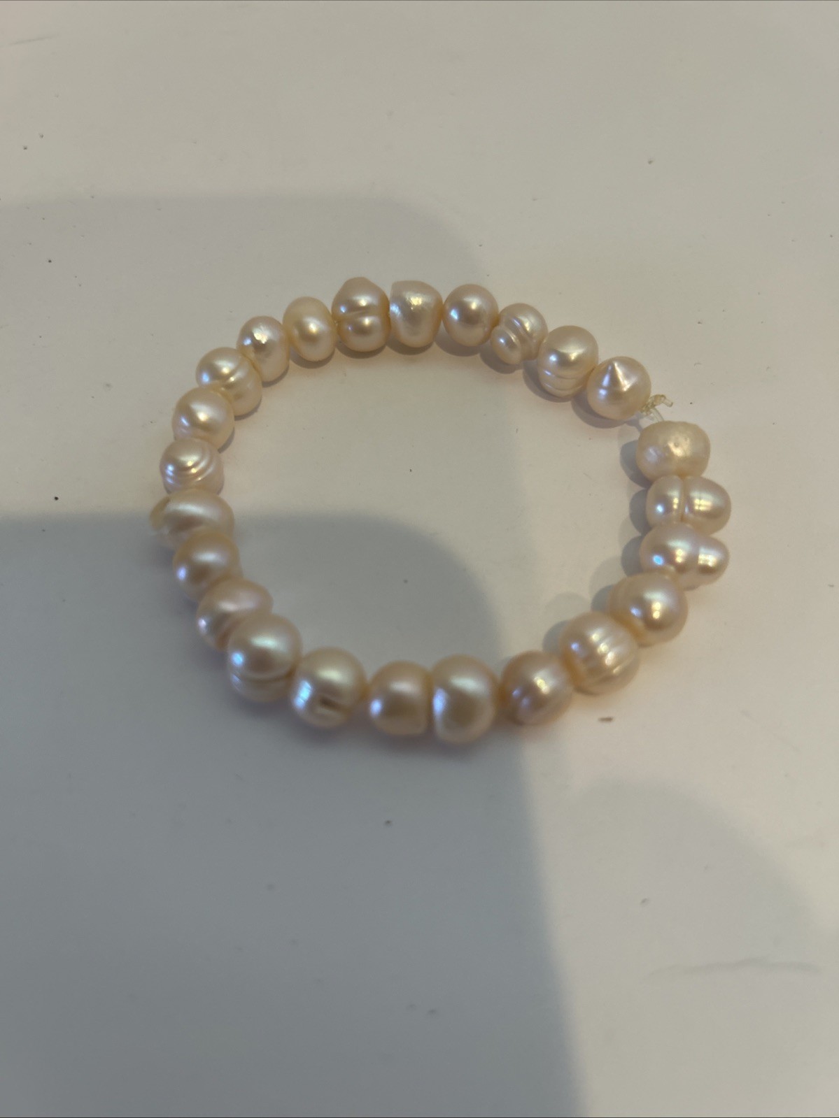 Pink Rice Shaped Freshwater Cultured Pearl Stretch Bracelet Free Earring