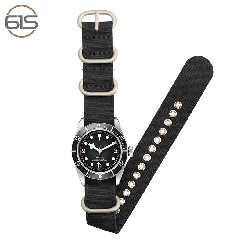 Cotton Canvas Watch Strap Vintage Thicked Nylon One Piece Band 18 20 22 24 26mm
