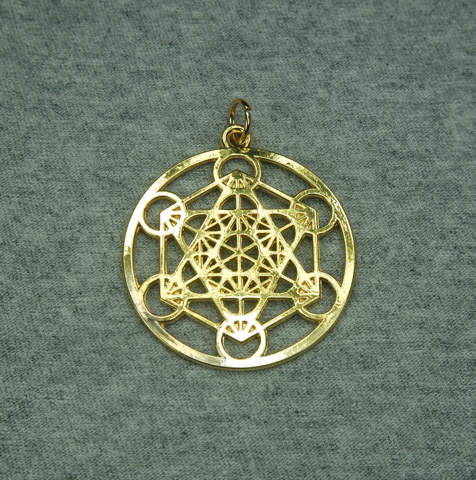 Large Metatrons Cube Pendant for Necklace or Earrings Gold Plated Copper 40mm