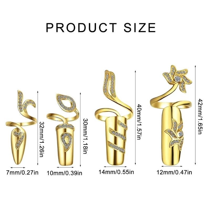 4 Pcs Open End Knuckle Rings for Women Nail Rings Fashion Jewelry