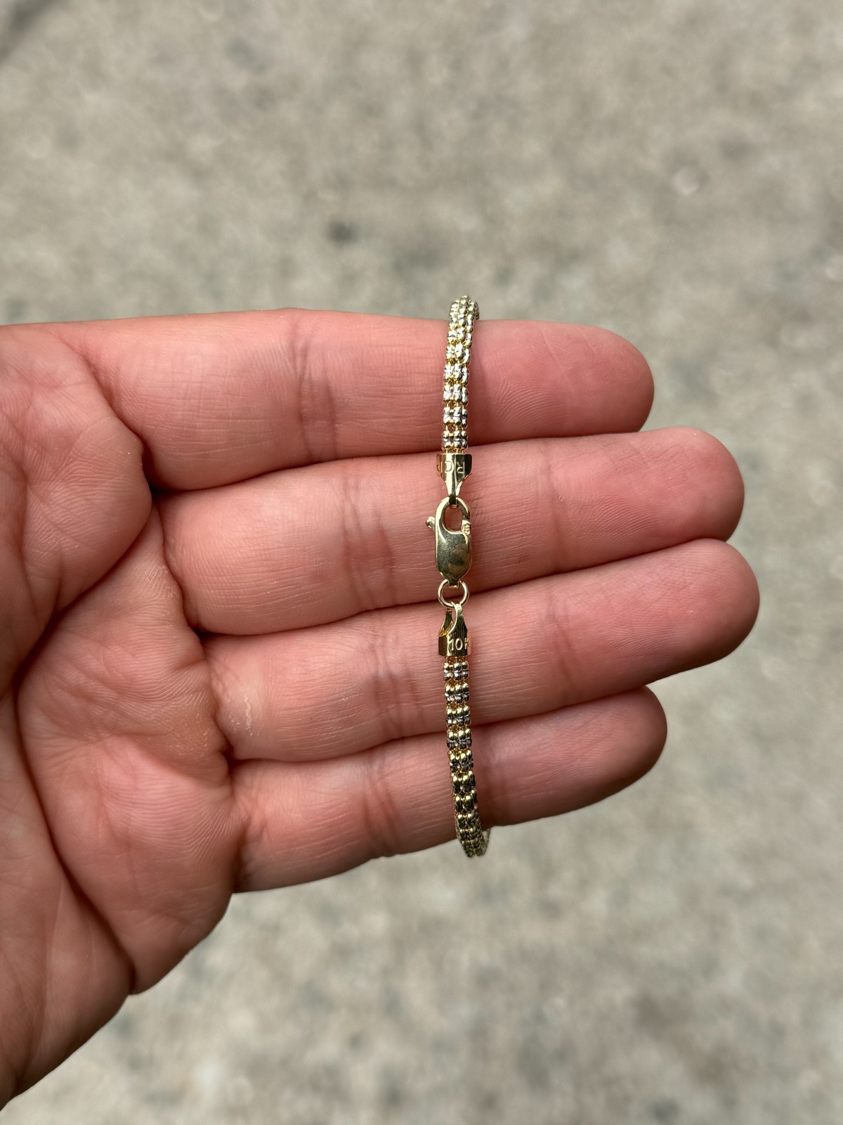 10K Yellow Gold 3.2mm Ice Link Chain Bracelet 7.5” Inch
