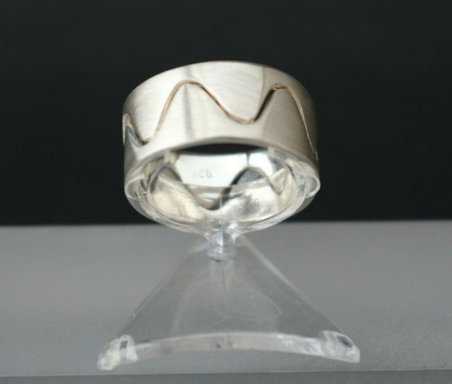 Silver Ring 925 Prong Wave Ring – 2 Interlocking Rings – Band Ring Women Jewellery