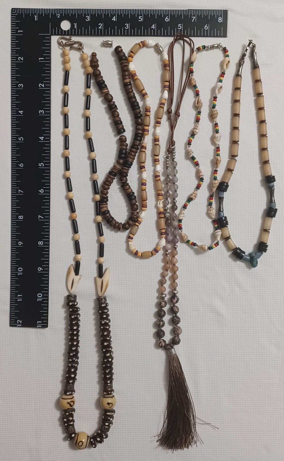 COOL Lot Of Vintage Tribal Jewelry Bone Beads Wood Shells Gemstones Leather Etc